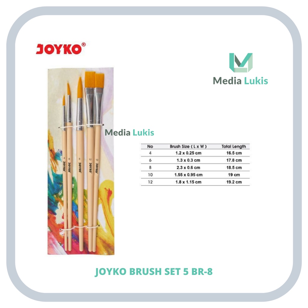 

JOYKO BRUSH SET 5 BR-8 - Kuas Cat Air Cat Minyak Lukis Acrylic Joyko BR-8