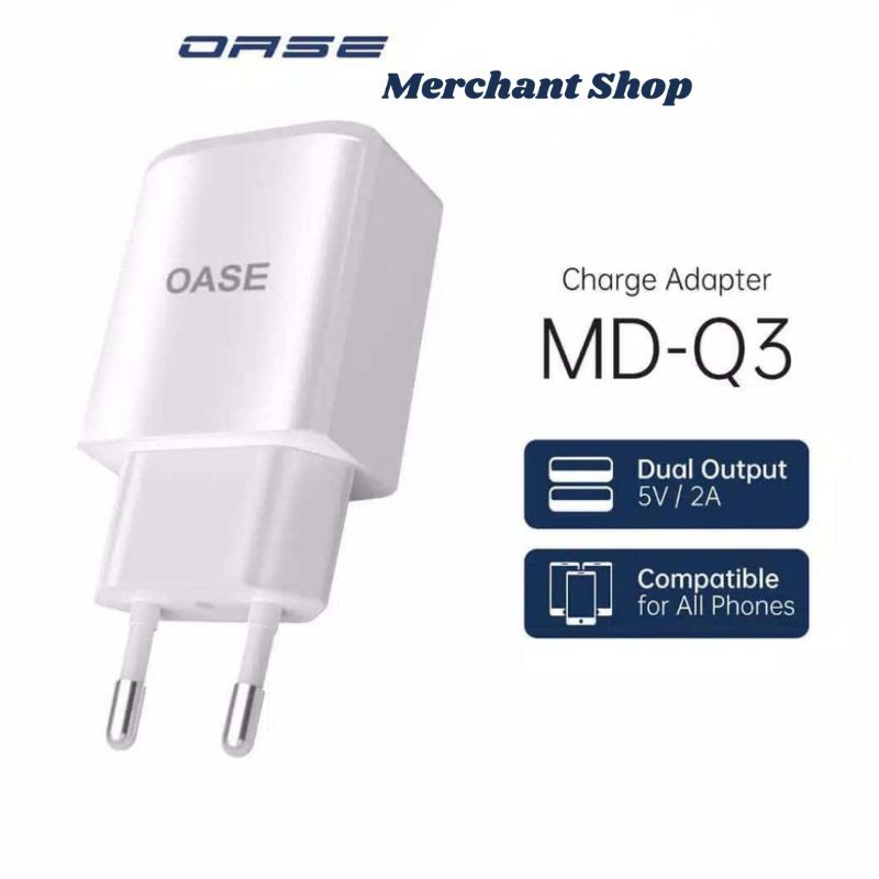 OASE Power Adapter MD-Q3 [Multi-port Fast Charge 5V/2A, Garansi Resmi] - OPPO Merchant Accessories