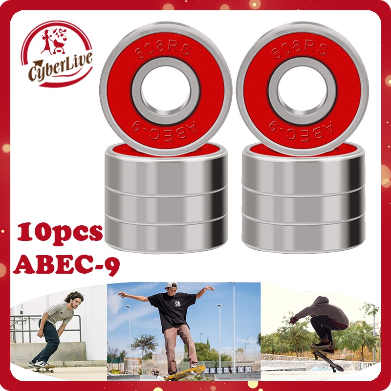 10pcs Skateboard Bearing Abec 9 Professional Bearing 608rs Untuk Inline Skate Skateboard Sepatu Roda