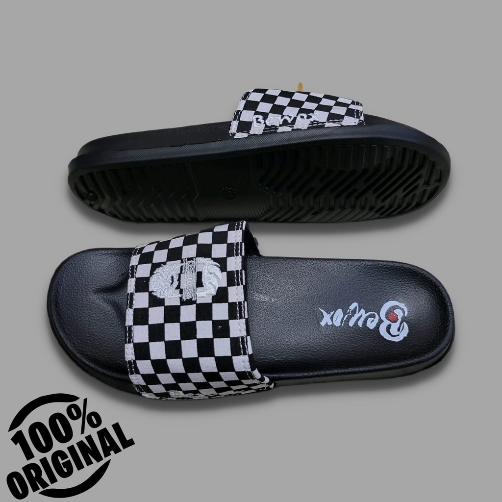 Sandal Slide Checker Board / Sendal Slip On Catur bewox ori