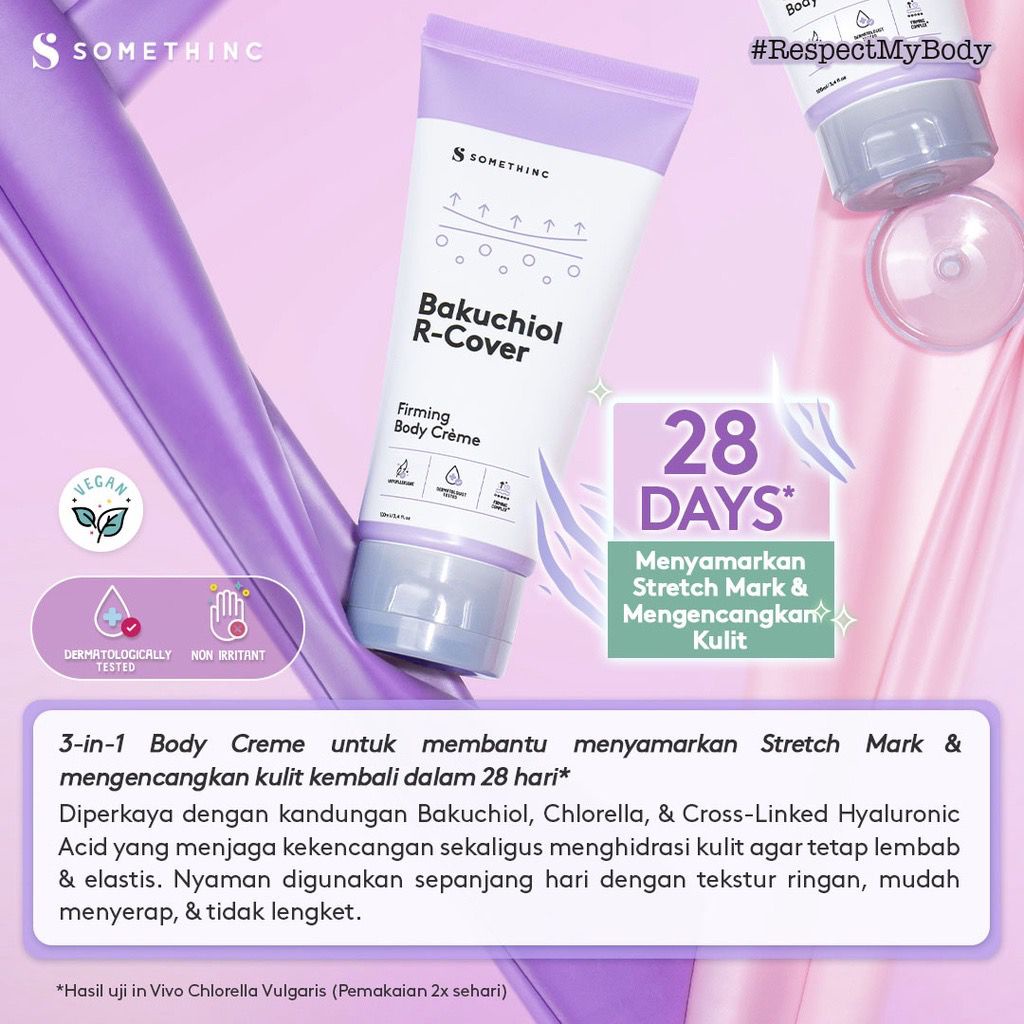 BPOM SOMETHINC Bakuchiol R-Cover Firming Body Crème Stretch Mark Cream Krim Stretchmark Pengencang Kulit