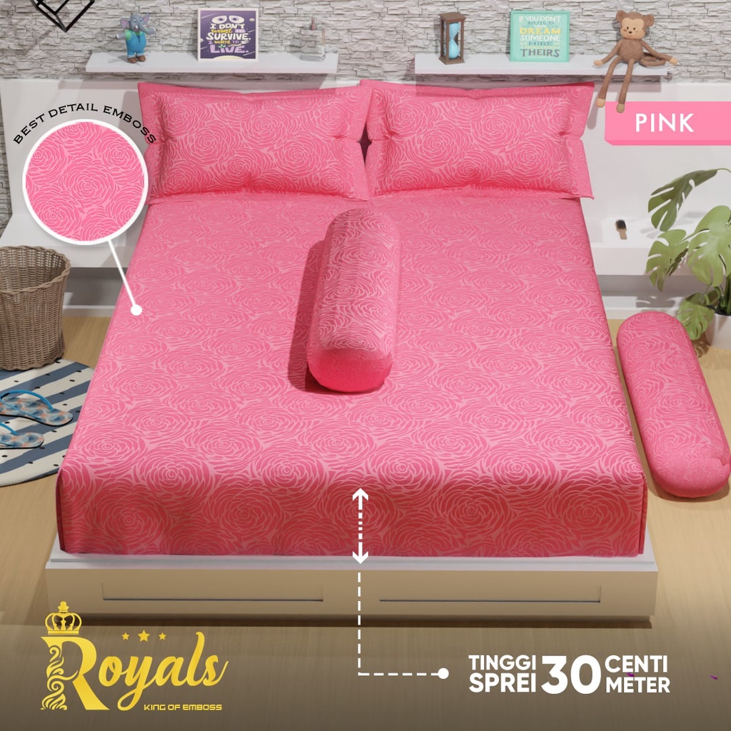 Royals Sprei Jacquard Emboss Uk 160/180 - Pink