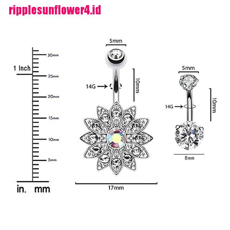 9pcs / set Anting Tindik Perut / Pusar Kristal Berlian Imitasi Untuk Wanita