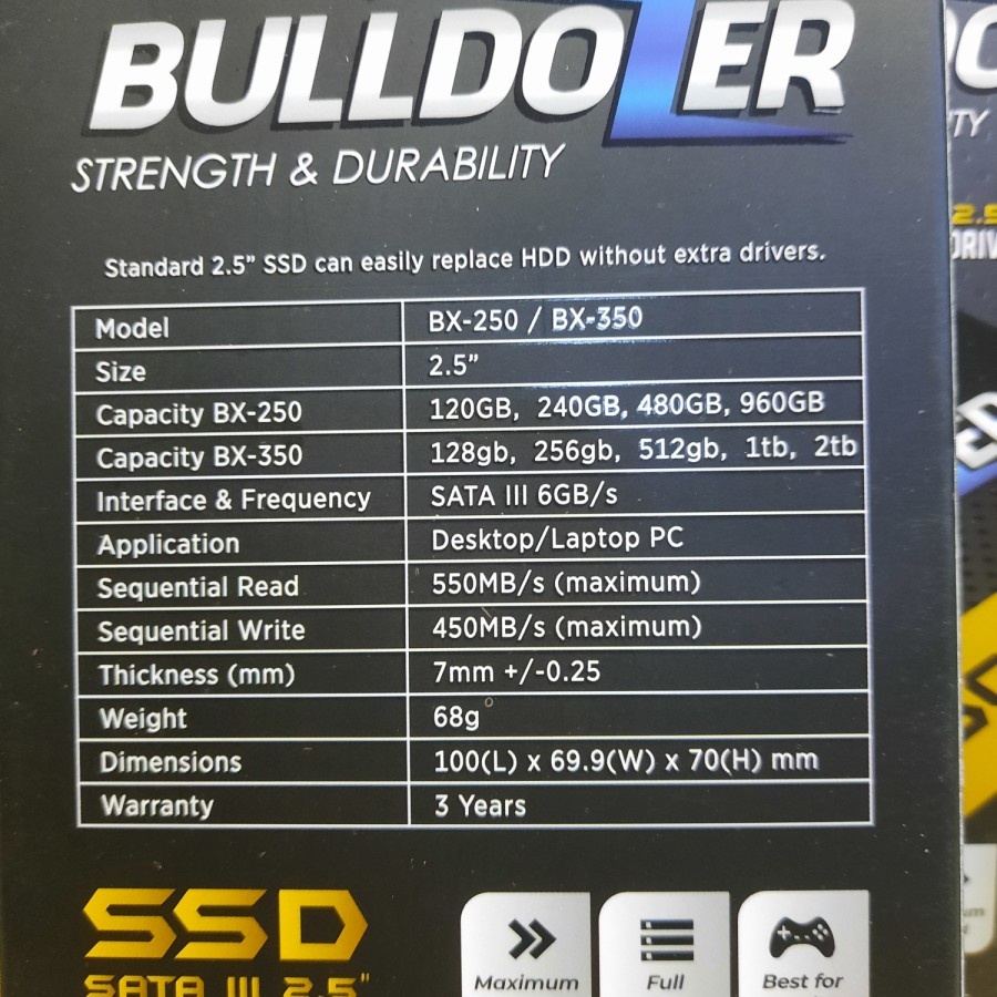 SSD Bulldozer 128GB 256GB 512GB SSD 1TB speed 550 mbps GARANSI 3TH