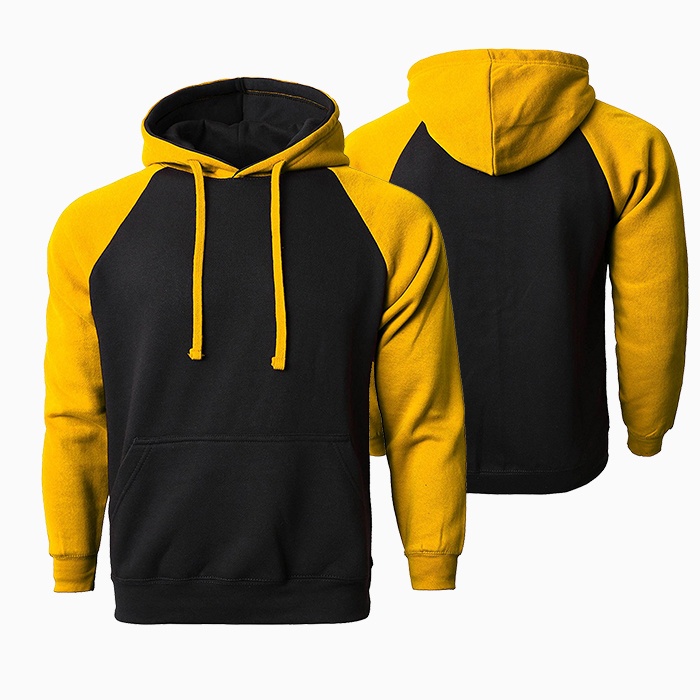 Jaket Polos Big Size Hitam Kuning M L XXL XXXL XXXXL XXXXXL Raglan Sleeve Jacket Oversize BLACK YELOW