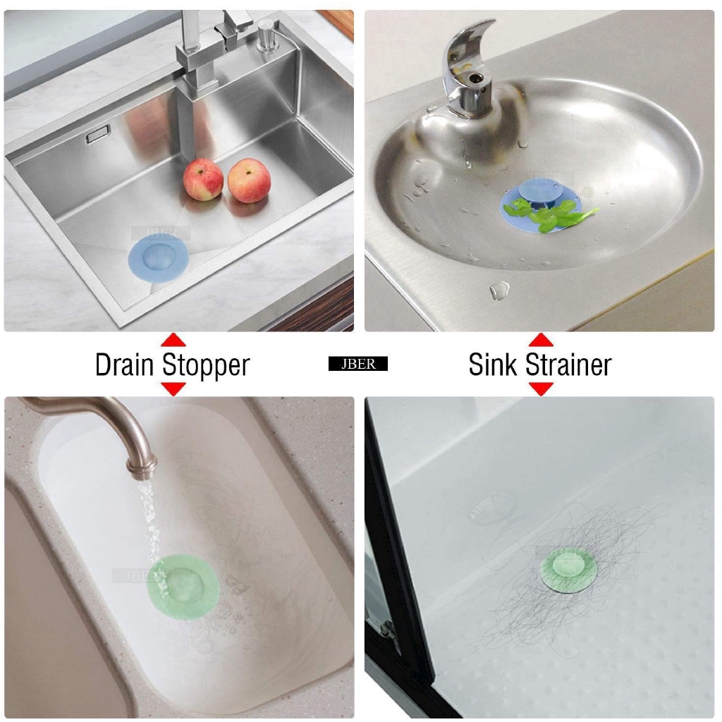 2in1 Drain Stopper Saringan Penangkap Rambut Bahan Silikon Untuk