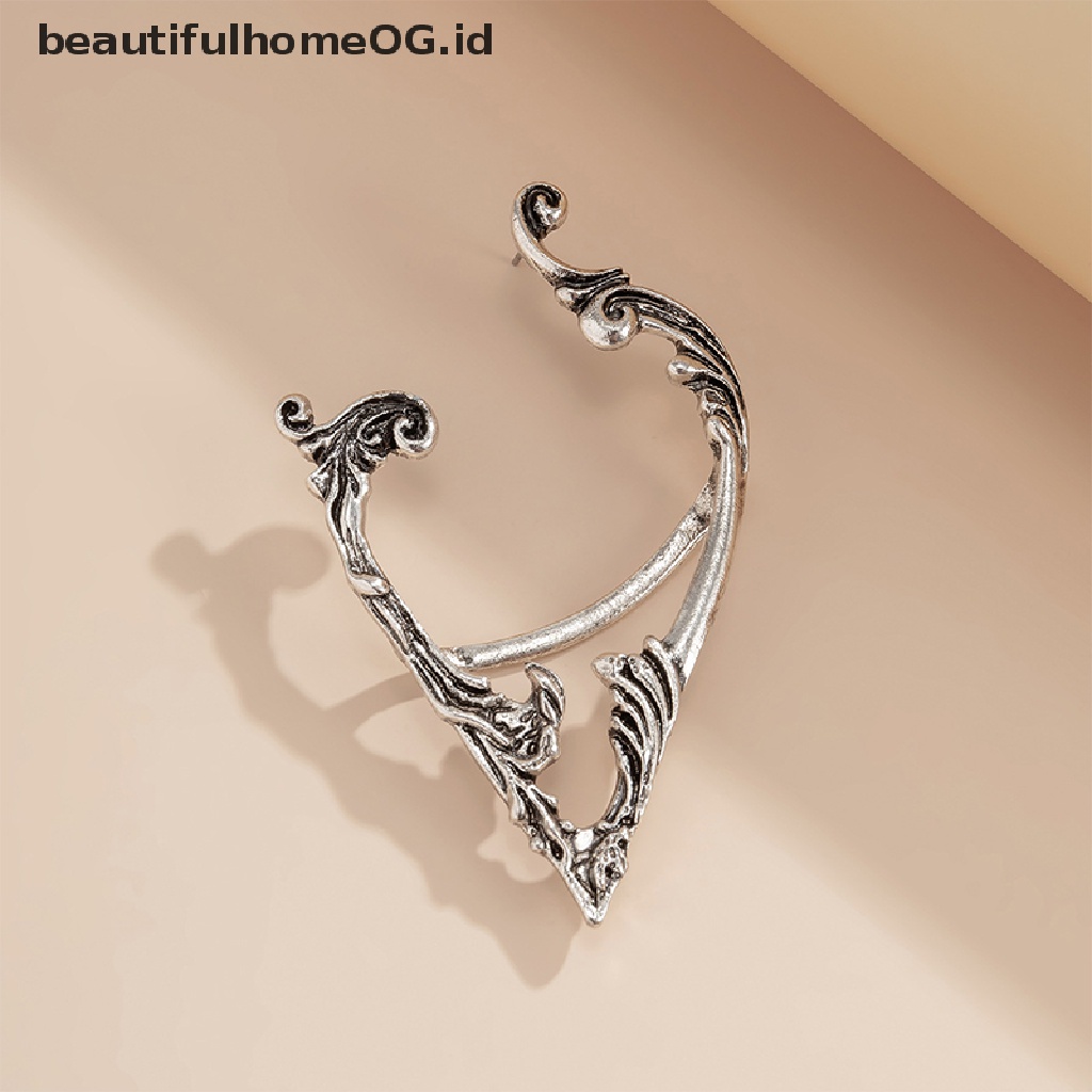 Anting Klip Tanpa Tindik Desain Dark Elf Untuk Wanita