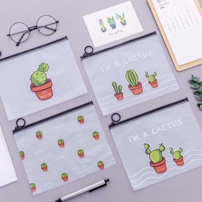 

Tempat pensil transparan / Motif Pouch / tempat pensil kaktus / Pouch transparant