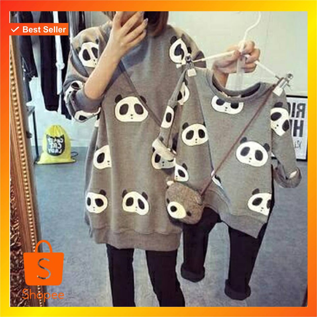 COUPLE MOM & KIDS KNITTED SWEATER PANDA | sweater couple ibu anak