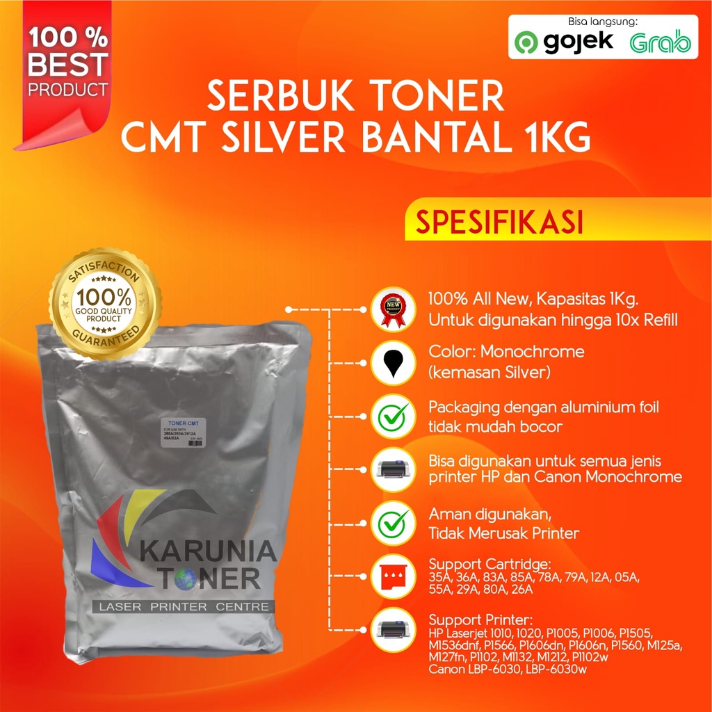 SERBUK TONER CMT 12A 35A 36A 49A 53A 78A 79A 80A 83A 85A  1010 1020 P1102 P1006 1606 1KG