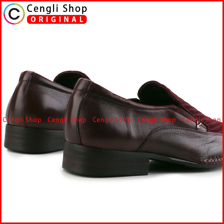 SEPATU PANTOFEL KULIT PLAYBOY PRIA ORIGINAL CASUAL SEMI FORMAL BRANDED ASLI MERAH MAROON PL87