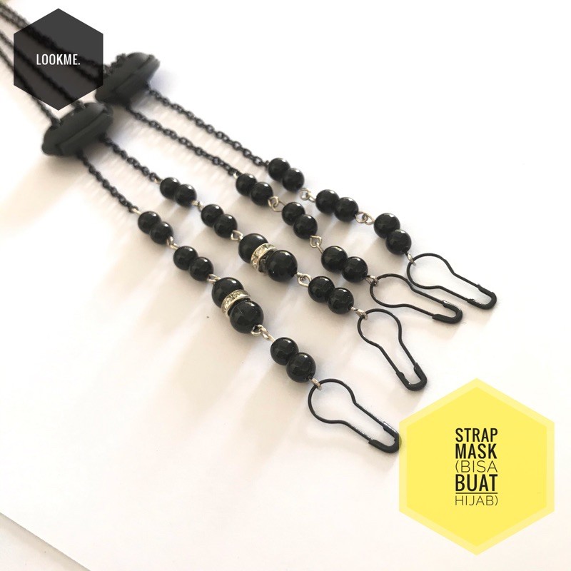 strap mask rantai hitam VARIASI 1 dan 2 STOPPER/kalung masker/tali masker/strap masker