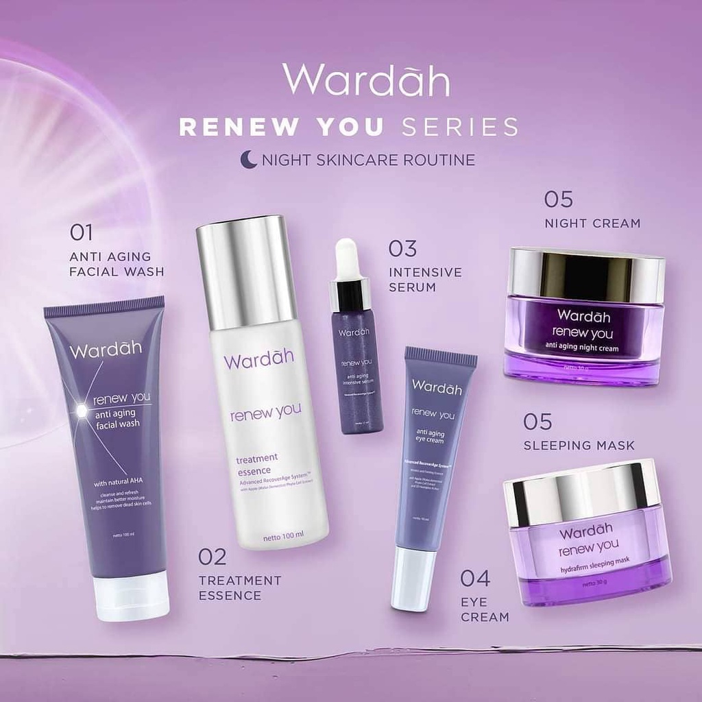 Wardah Renew You Series Anti Aging - Day Night Cream, Facial Wash, Serum, Eye Cream, Toner Original BPOM