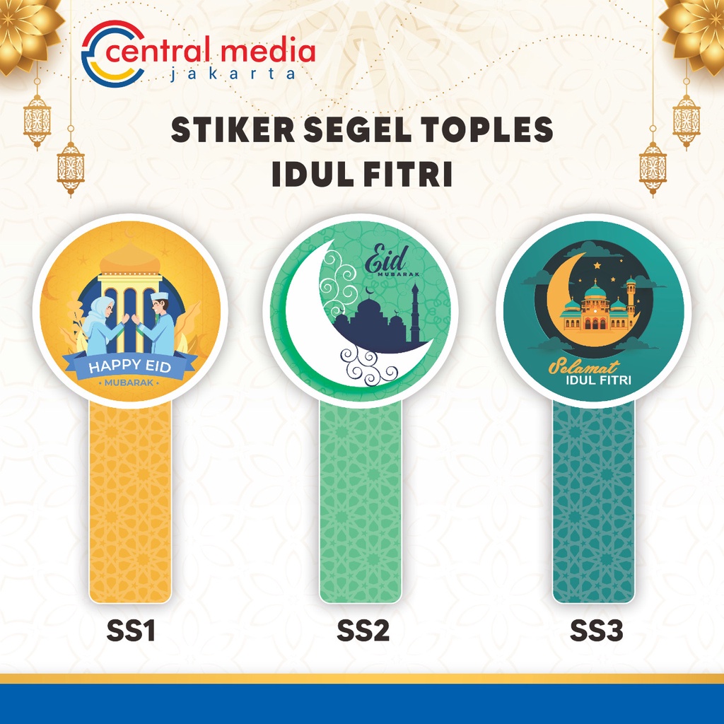 

12 Pcs Sticker Idul Fitri Segel Toples 7x14 cm Stiker Label Hampers Parcel Lebaran 1444 H