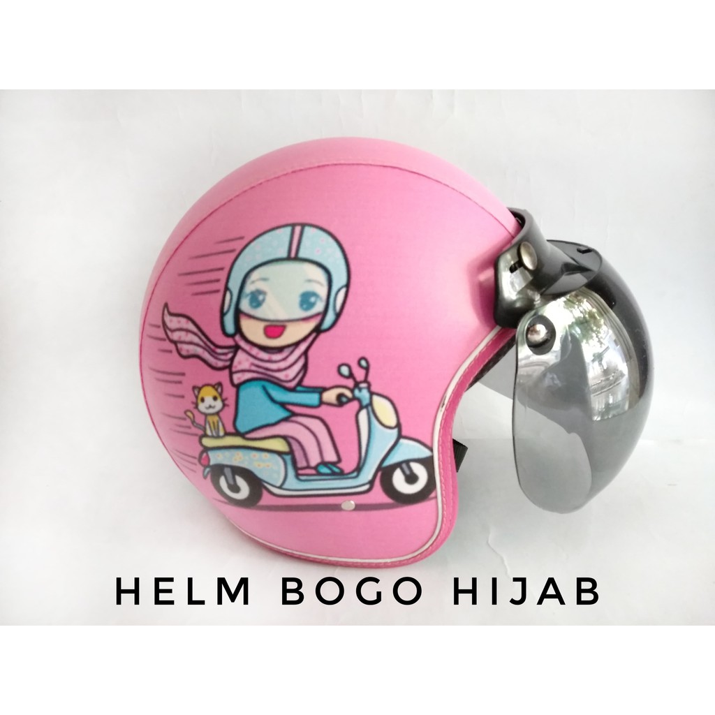 HELM BOGO Full Kulit Retro Klasik Kaca Lokal Ori Stitch 