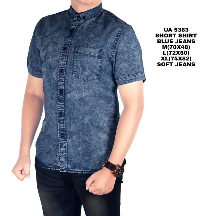 Kemeja Jeans Pria/Kemeja Jeans Lengan Pendek/ Jeans Pria
