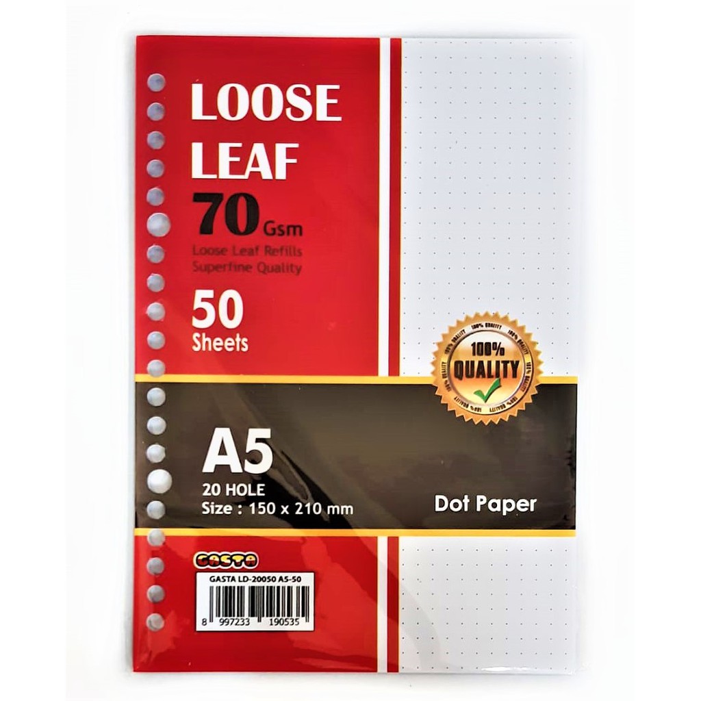 

KERTAS BUJO ISI BINDER NOTE LOOSE LEAF A5 50 LBR DOT TITIK A5 20 LUBANG REFILL ISI ULANG
