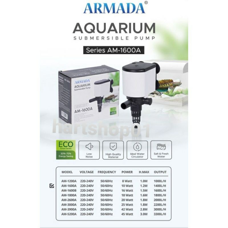 pompa 1600 power/head 1600 armada/pompa 1600 aquarium dan kolam