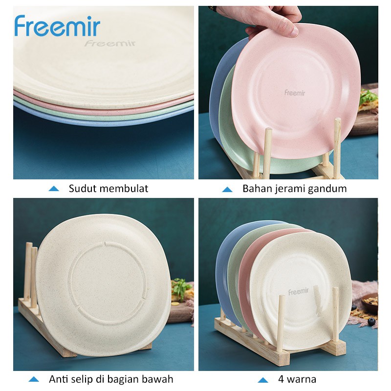 freemir Set 4 pcs Piring Nasi HOT SALES 18 cm Piring Makan Wheat Straw Rice Plate Warna Warni Set 4 Pcs-2
