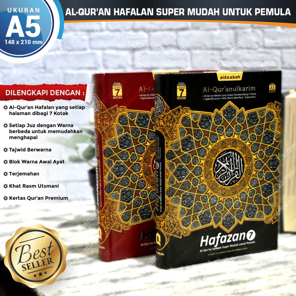 Al Quran Terjemah Tajwid Warna Hafalan 7 Blok Hafazan A5 Perkata - Al Qosbah - Al quran Hafazan 7 uk