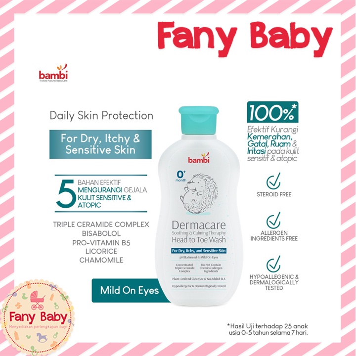 BAMBI BABY DERMACARE DAILY SOOTHING &amp; CALMING THERAPY HEAD TO TOE WASH 200ML