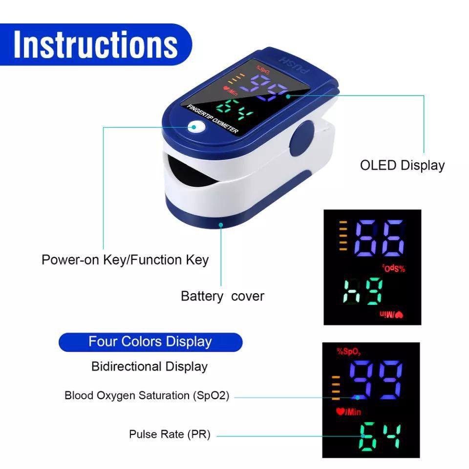 LK87 Fingertip Pulse Oxymeter Fingertip Oximeter SpO2 LED Full Colour