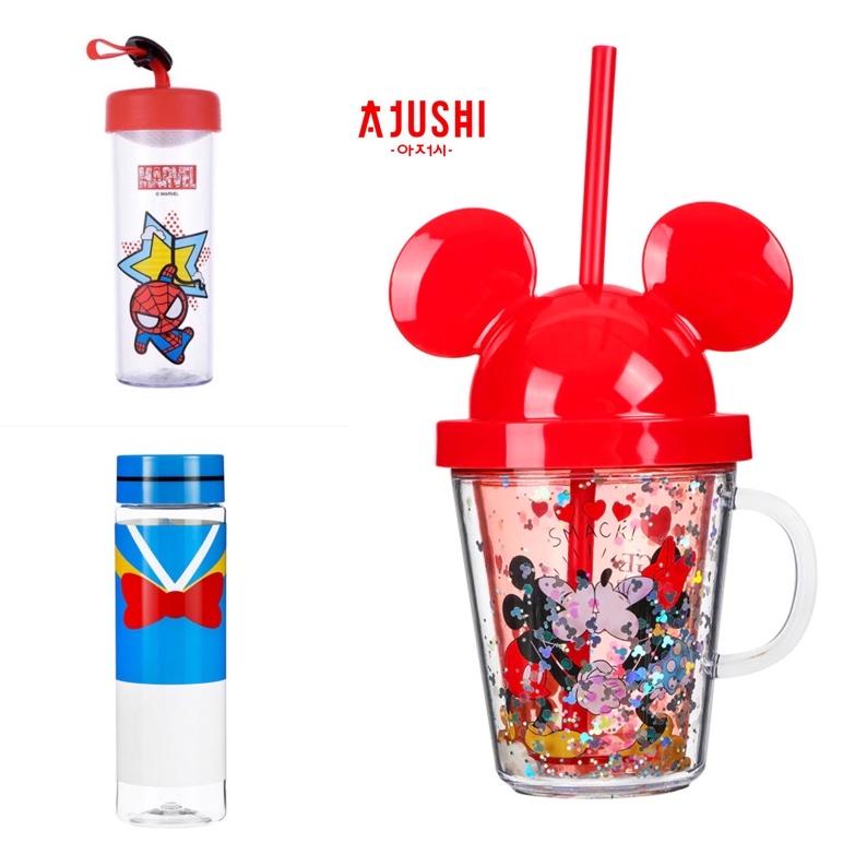 Botol Minum Miniso / Gelas tumbler Anak Lucu Disney Spiderman Mickey Donald ORIGINAL