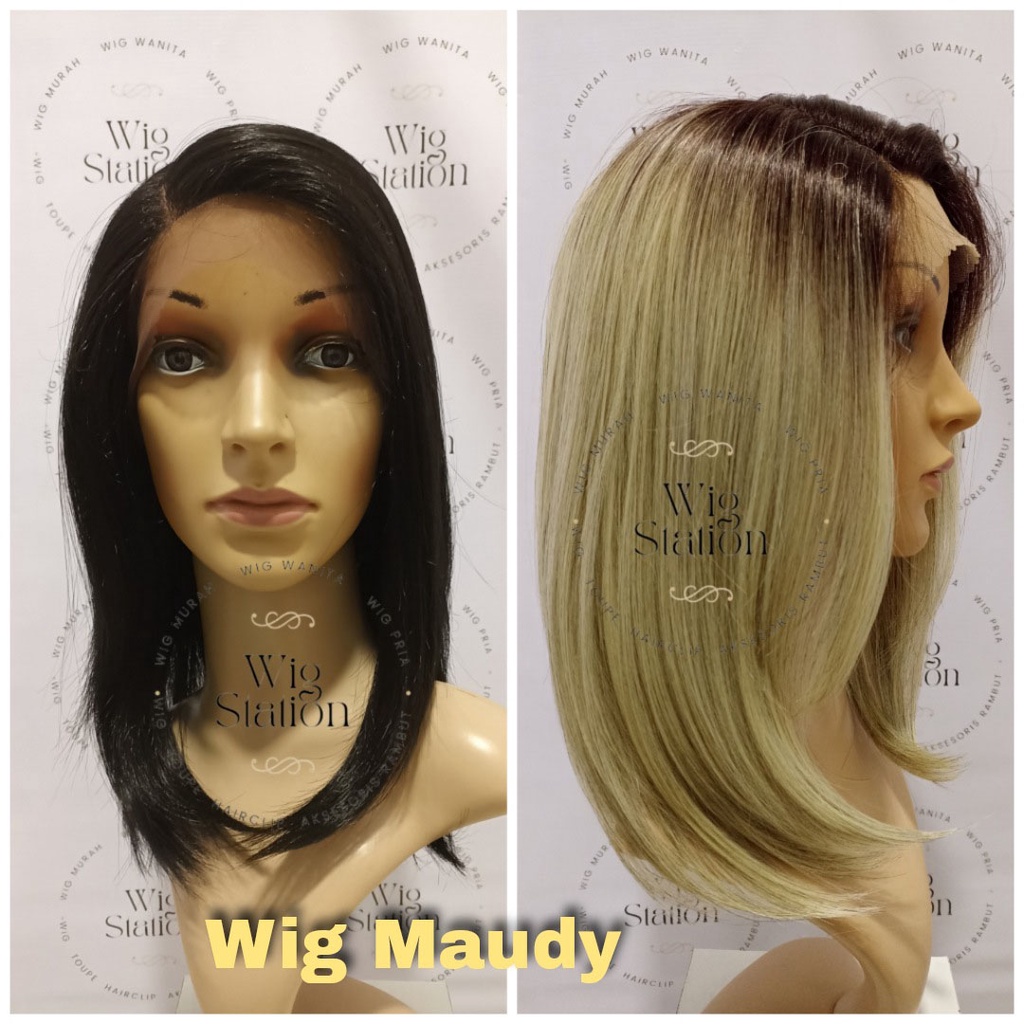 Wig Maudy Lace Front Wig Long Straight Panjang 40cm Wig Rambut Palsu Bisa Dicatok