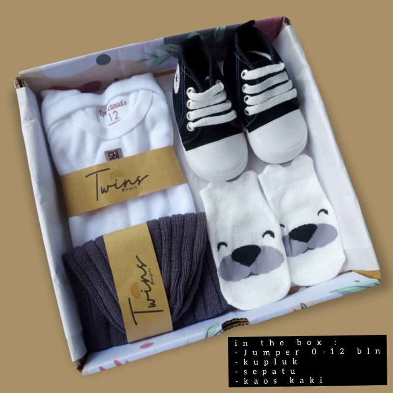 Hampers bayi/ hampers baby newbron / gift box / kado lahiran-Putih Abu