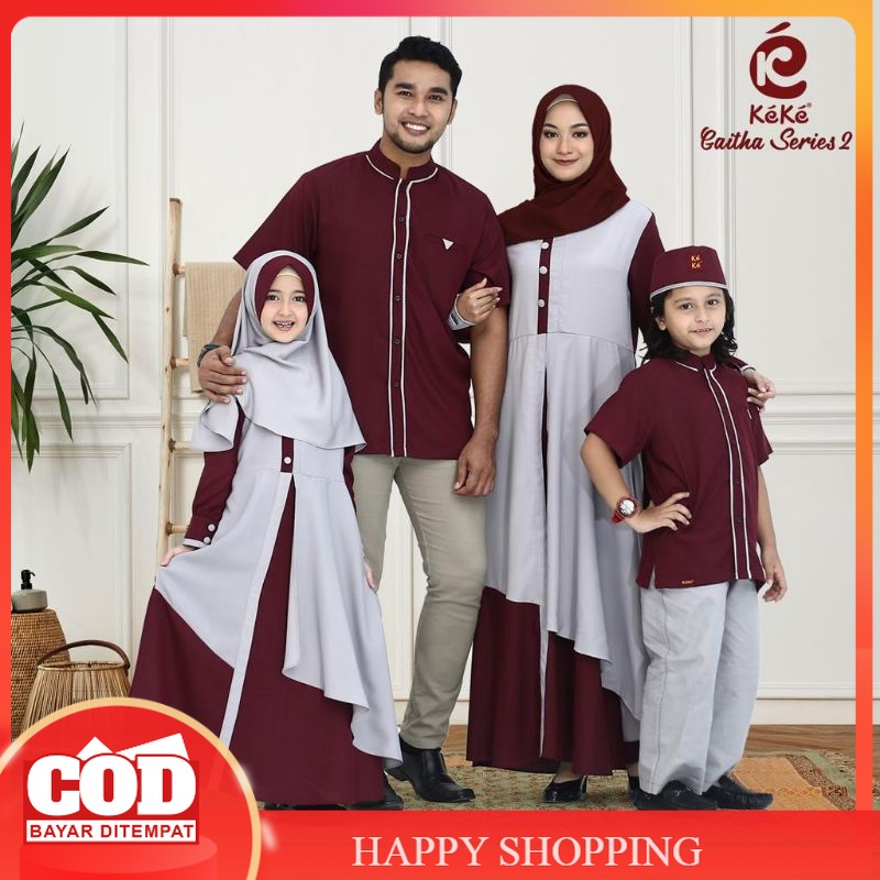 SARIMBIT KELUARGA KEKE GAITHA SERIES SILVER RED| BAJU FAMILY SET FAMSET TERBARU KEKINIAN| COUPLE GAM