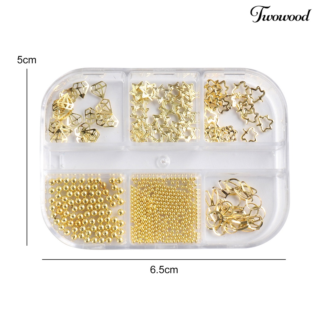 Manik-manik Charms Steel Bentuk Bintang Hollow 3D Untuk Dekorasi Nail Art