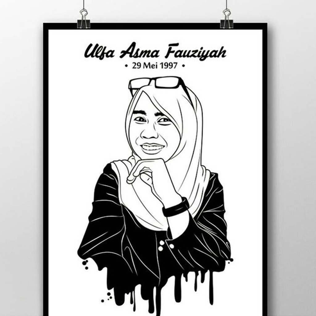 grosiramanah [TERMURAH] Siluet wajah line art kado wisuda, ulang tahun, pernikahan 20x30