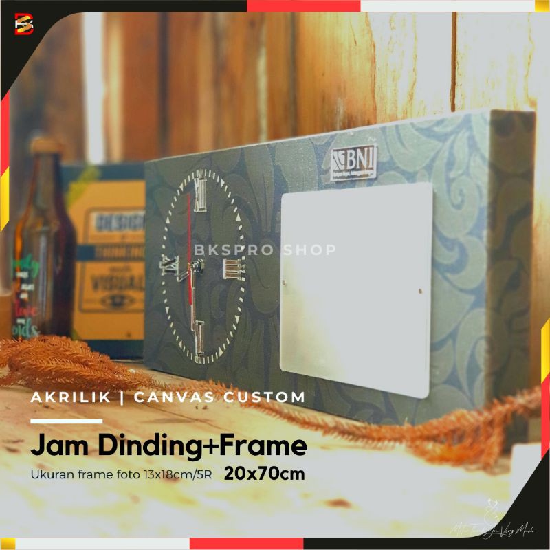 Jam Dinding Frame Foto Custom,Bahan Canvas Akrilik Special Edition VersiKamu