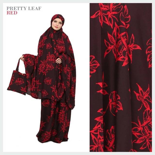 Mukenah pretty leaf red bt tazkia
