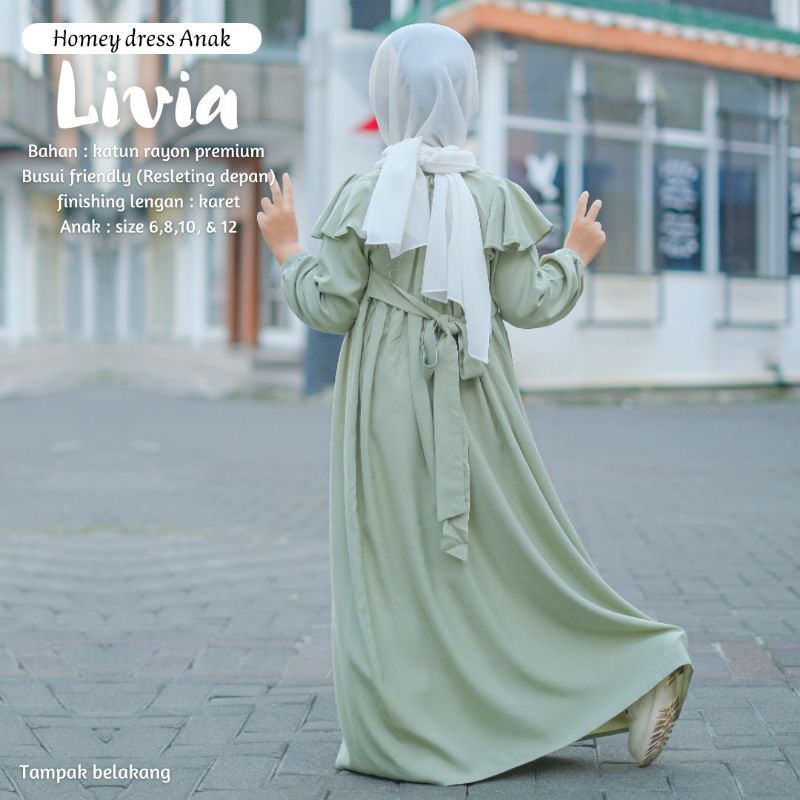 Gamis Anak Polos 4-12tahun Livia Dress - Homey Dress Anak Polos Kekinian Bahan Katun Rayon Premium Nyaman Dipakai | Bisa Cod