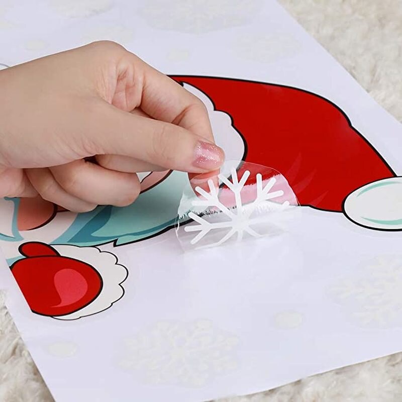 Stiker Dinding Jendela Kaca Desain Snowflake Santa Elk Bahan PVC Untuk Dekorasi Pesta Pernikahan