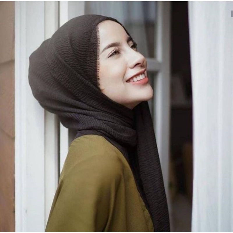 Pashmina Crinkle Hijab Pasmina Kusut Negro Shawl Ori Umama