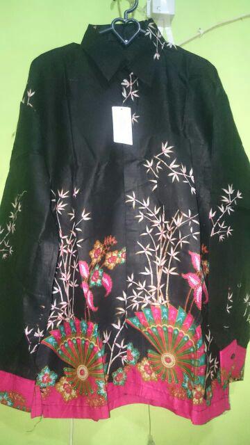 Baju Batik Couple Keluarga Gamis Jumbo Murah Pasangan Modern Muslim | Klyn 009 Cg Kipas Hitam