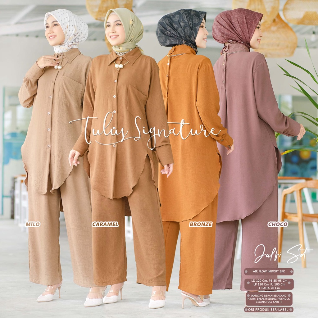 Arsela one set setelan wanita polos original produk by tulus signature