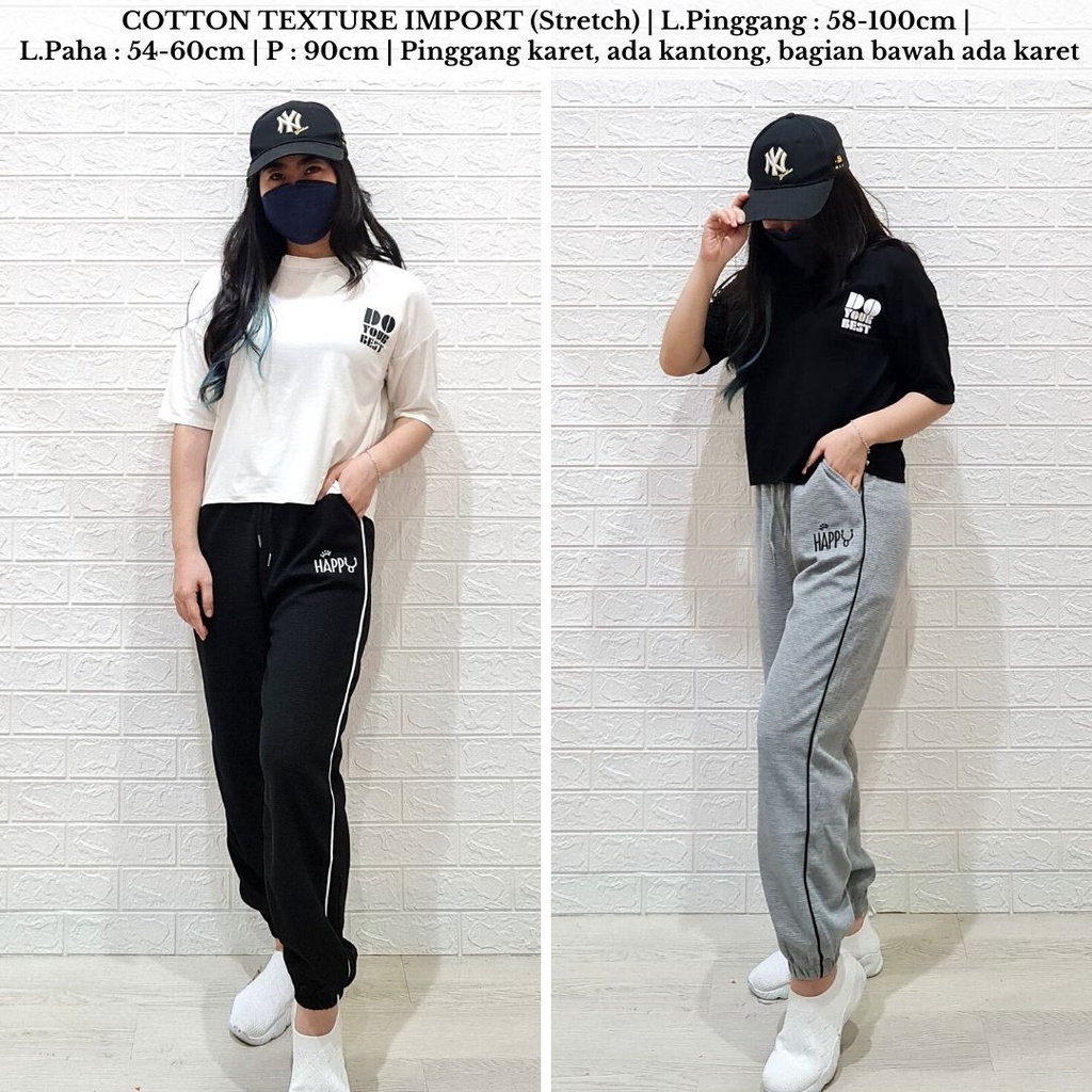 4367 happiest sweatpants jogger celana import korea