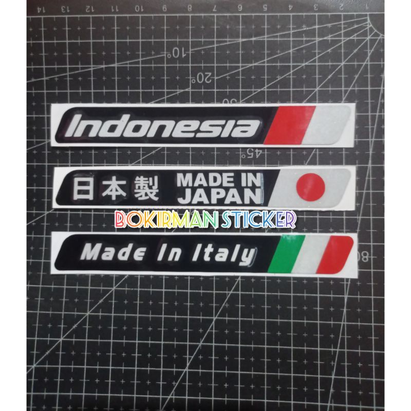 STICKER MADE IN JAPAN INDONESIA ITALY CUTTING