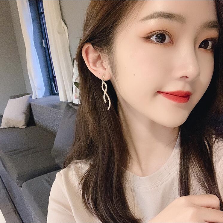 925 jarum perak kepribadian Fashion cross kurva anting-anting baru trendi Korea anggun online influe