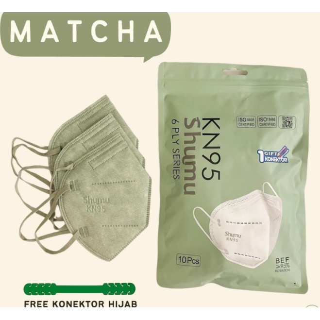 Masker Medis Shumu KN95 6PLY 1 Pack isi 10 PCS Free Konektor Hijab