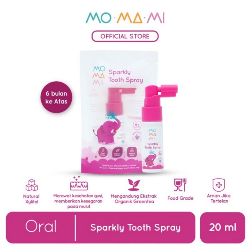 Momami Sparkly Tooth Spray 20ml - Semprotan Perawatan Gigi Bayi &amp; Anak