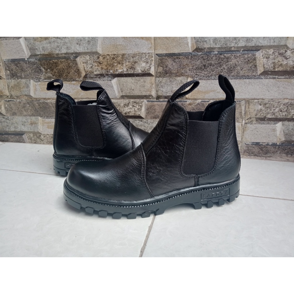 Sepatu Safety Karet Samping Kulit Asli King