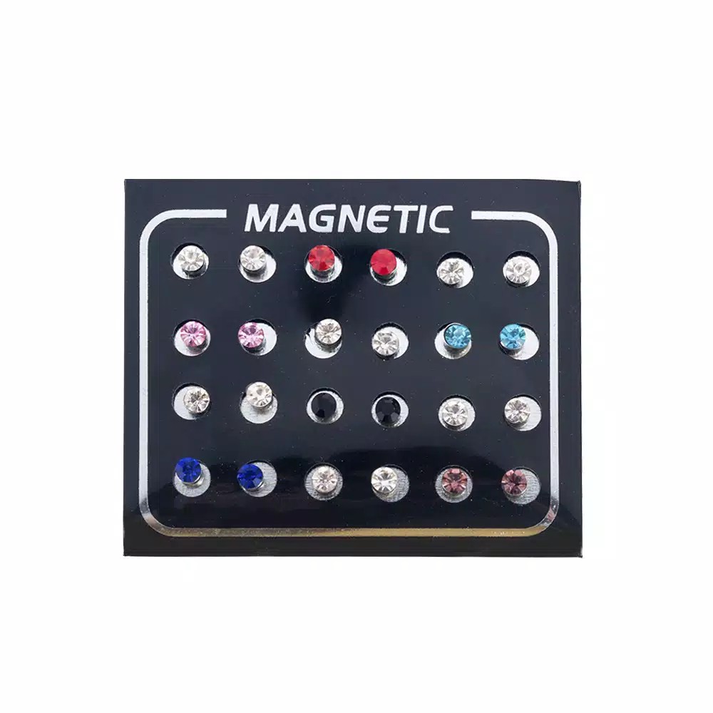 12pcs Anting Klip Magnetik Berlian Imitasi Untuk Pria Wanita Tanpa tindik