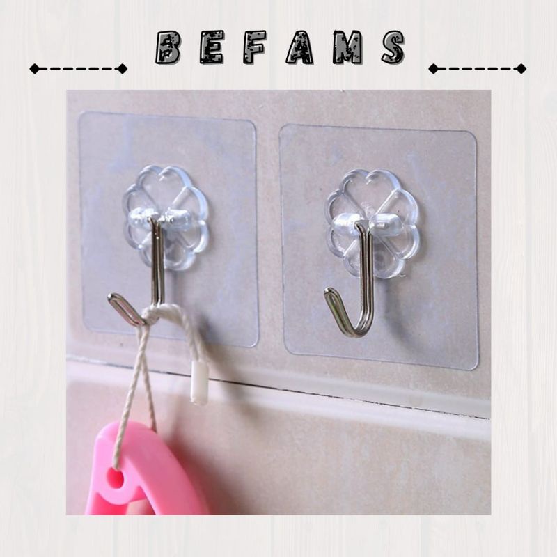 BeFams HL0058 Gantungan Hook Tempel Steaker Transparan Magic Cantolan Baju Murah