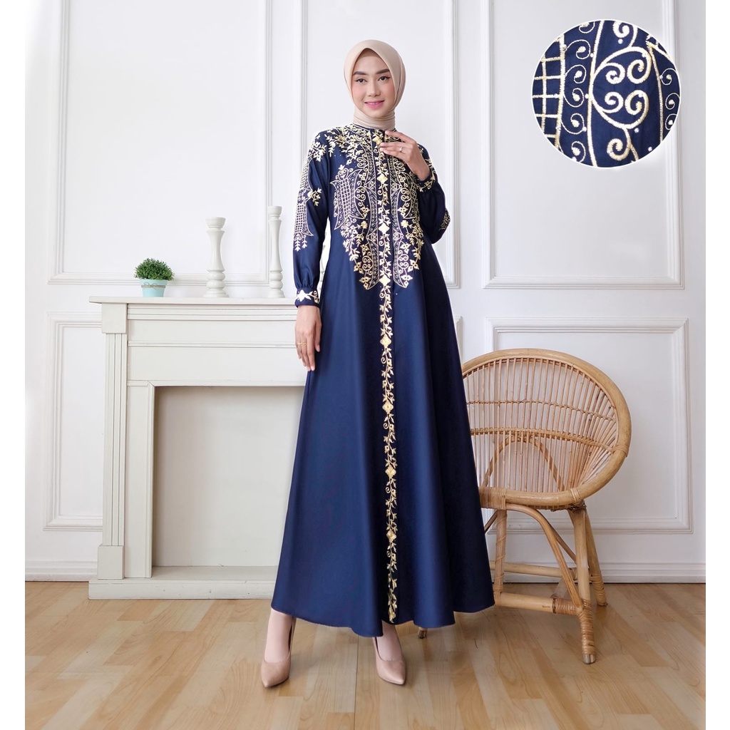 Gamis Cut Raifa Dress Muslim Wanita Aceh Terbaru Kekinian//Dress Toyobo Premium Bordir Modern Mix Pa
