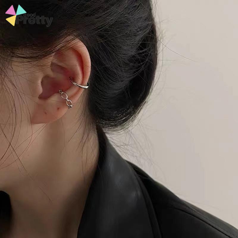 Anting Kombinasi Set Klip Telinga Tanpa Lubang Telinga Wanita Niche High-end Bahasa Perancis Retro Telinga Tulang Klip - PD