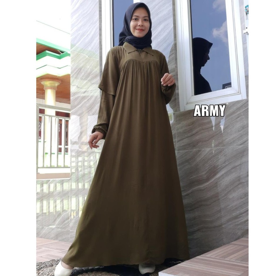 Gamis Polos Rayon Babydoll Krah/ Gamis Rayon Premium